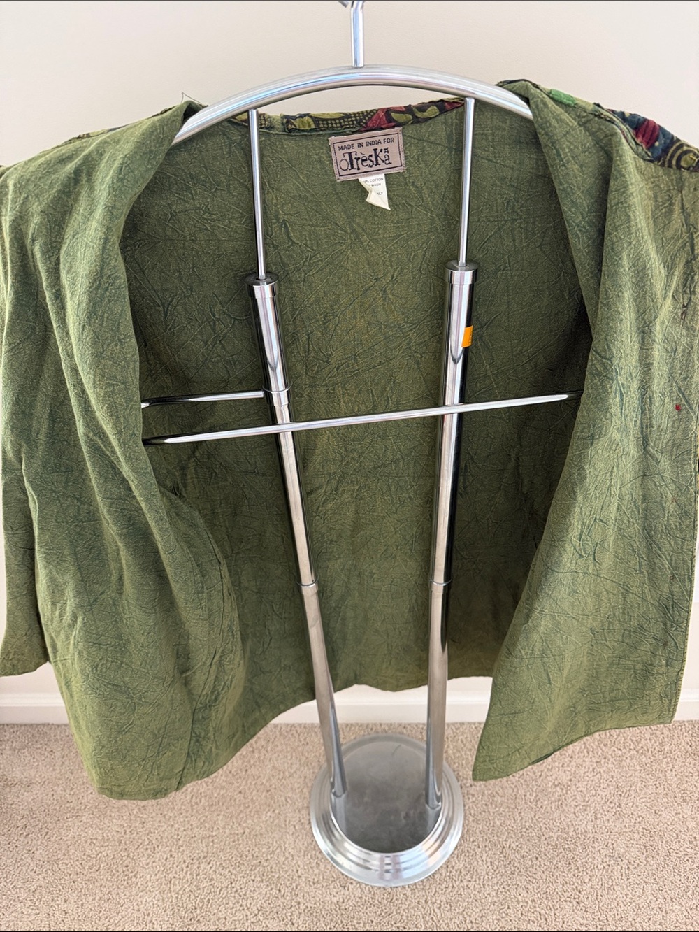 Green Patterned Elephant Button-Up Jacket, OS - Picture 5 of 10